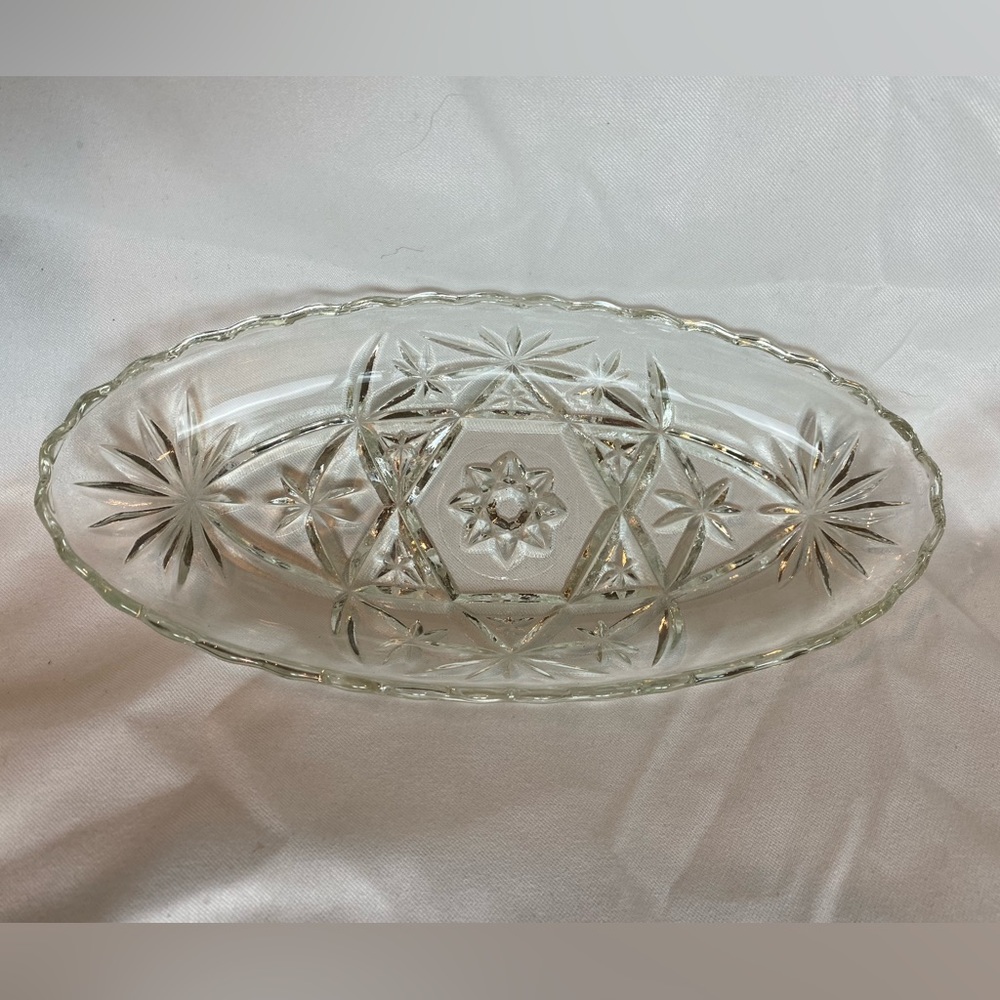 Vintage Crystal Glass Candy or Butter Dish